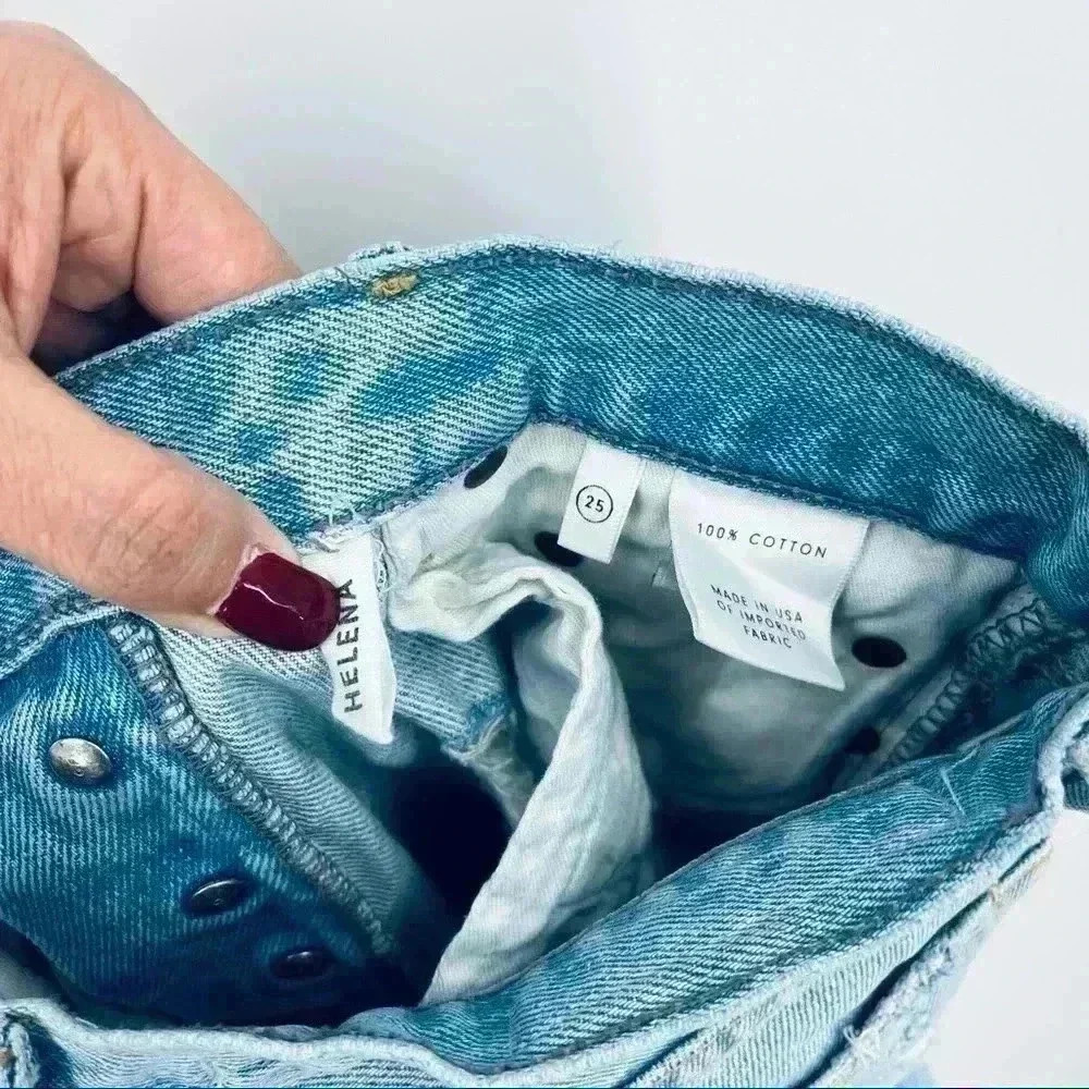 Grlfrnd Helena Straight Jeans Women's‎ 25 Blue High Rise Button Fly Distressed - Picture 12 of 14